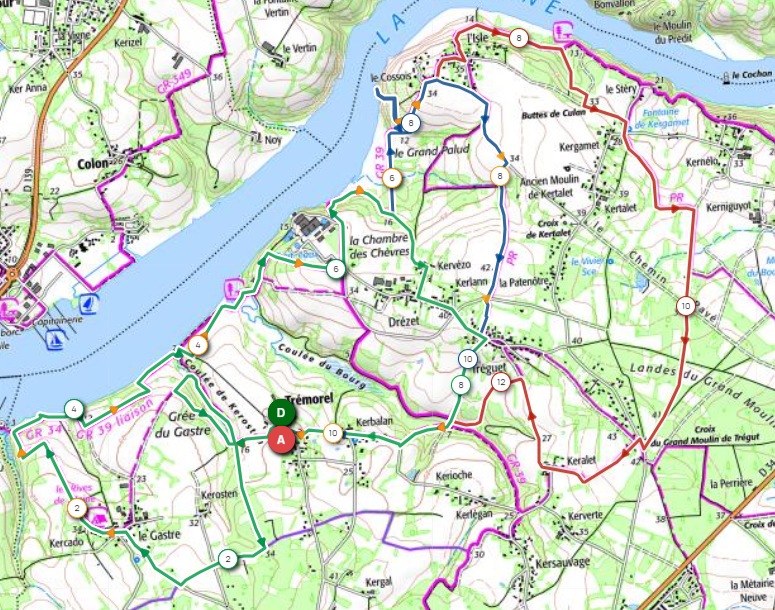 FEREL Trémorel, Kercado, L'Isle, Kergamet, Tréguet, Kerbalan L 13.34 - 11.26 - 10.29 - 9.13 Km circuit marche nordique la roche bernard