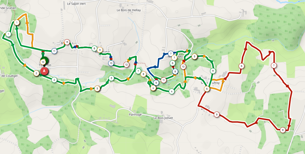LIMARZEL-PEAULE NORD Tréhunio, Moulin de Couéguel, St Leufroy, Le Pesle, Boderiabé L 13.57 - 11.35 - 10.06 - 8.99 Km circuit marche nordique la roche bernard